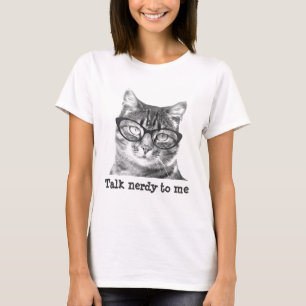 Camisetas Nerdy del gato para las mujeres