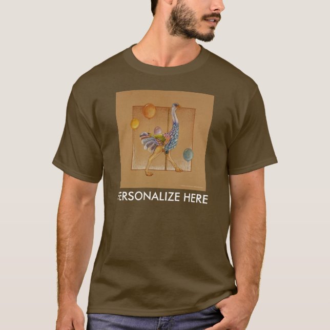Camisetas oscuras para hombre - avestruz del (Anverso)