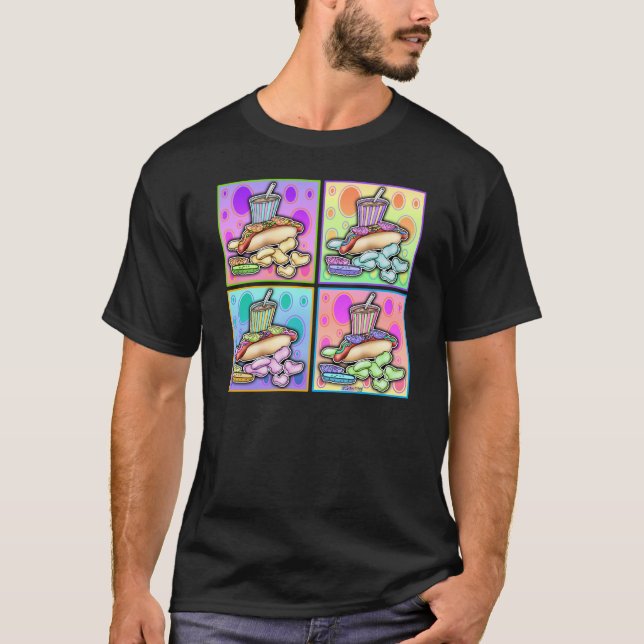 Camisetas oscuras - Perro Caliente de Pop Art con  (Anverso)