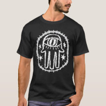 Camisetas oscuro: Mano de Hamsa del texto de dios