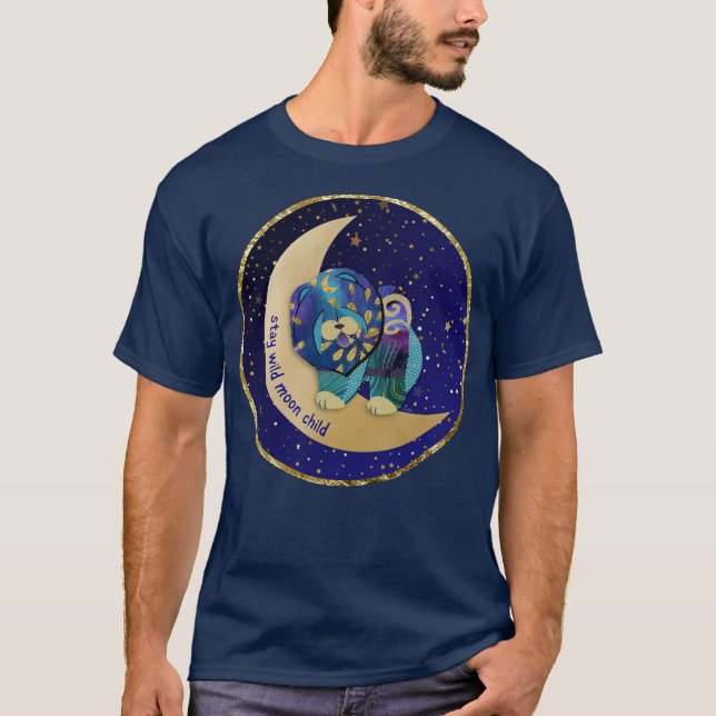 CAMISETAS oscuros del perro de Chow STAY WILD MOON (Anverso)
