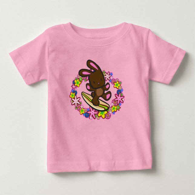 Camisetas para bebés de conejo de chocolate (Anverso)
