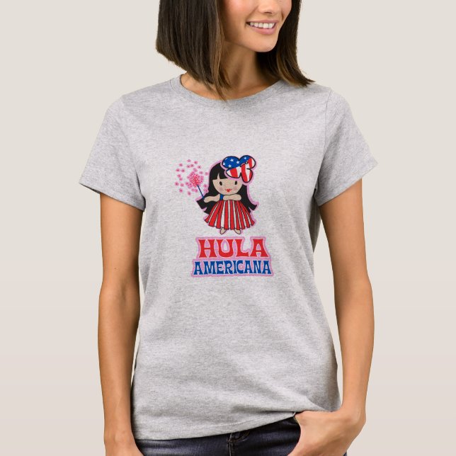 Camisetas para damas Hula Americana (Anverso)