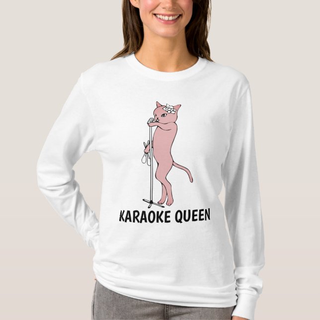 Camisetas para damas KARAOKE CAT (Anverso)