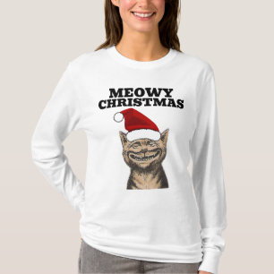 Camisetas para gato de Navidades divertidos, Meowy
