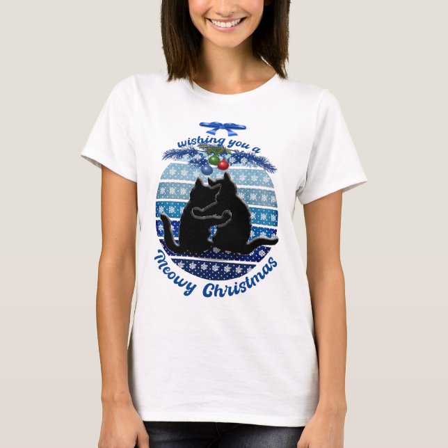 Camisetas para mujeres gatas navidades, camiseta p (Anverso)