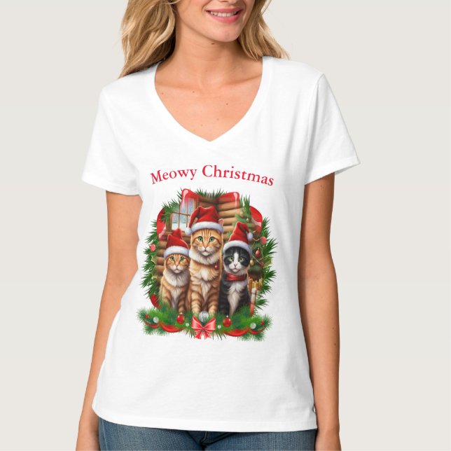 Camisetas para Navidades de gatos (Anverso)