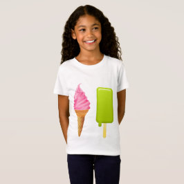 Camisetas para niñas - Helado rosa + Paleta verde