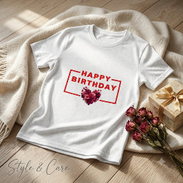Camisetas para niños con gráfico de corazón floral