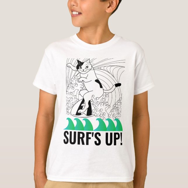 Camisetas para niños gato de SURFING SURFBOARD (Anverso)