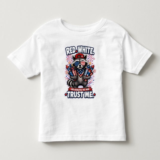 Camisetas para niños pequeños de Mapache de Fuegos (Anverso)