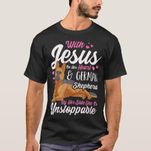 Camisetas Pastores Alemanes Para Mujeres Con Jesús