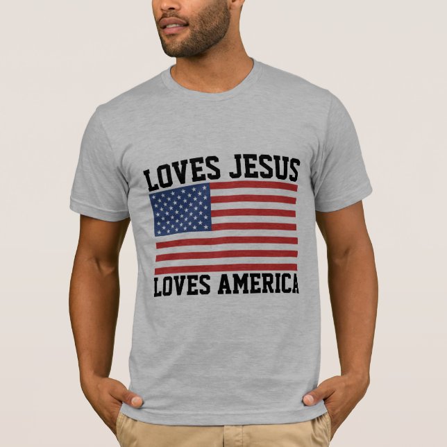 CAMISETAS PATRIOTAS CRISTIANAS, AMA A JESÚS (Anverso)