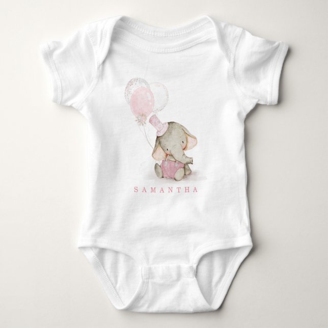 Camisetas personalizadas de elefante rosa y gris (Anverso)
