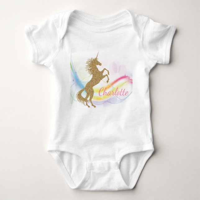 Camisetas personalizadas de niña bebé unicornio (Anverso)