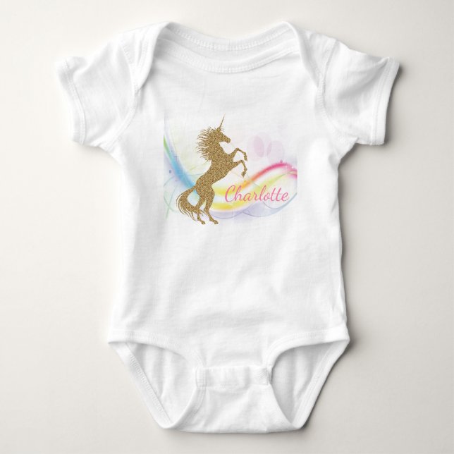 Camisetas personalizadas de niña unicornio bebé (Anverso)
