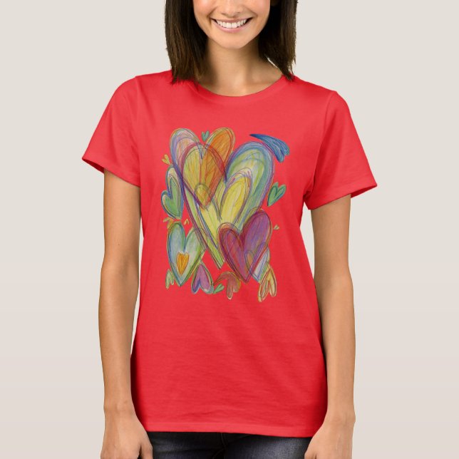 Camisetas Personalizados de arte de corazones amor (Anverso)