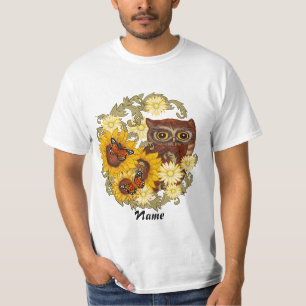 Camisetas personalizados de búho de girasol,