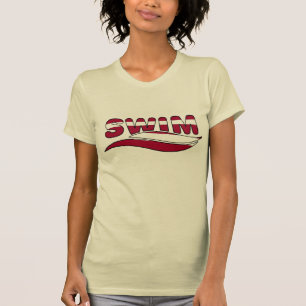 Camisetas rojas de la nadada de las señoras del