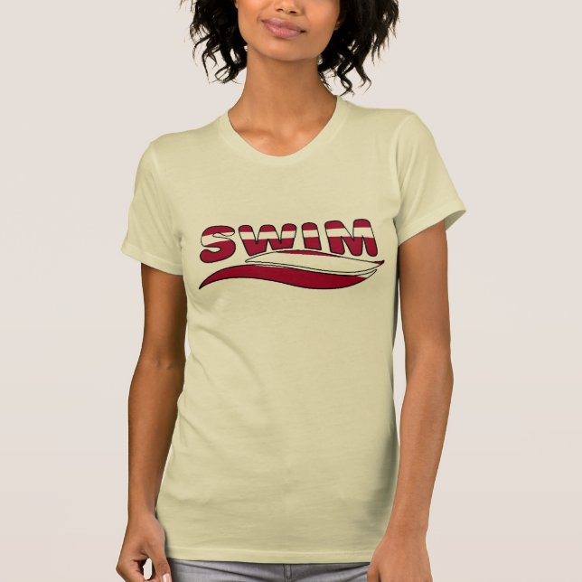 Camisetas rojas de la nadada de las señoras del (Anverso)