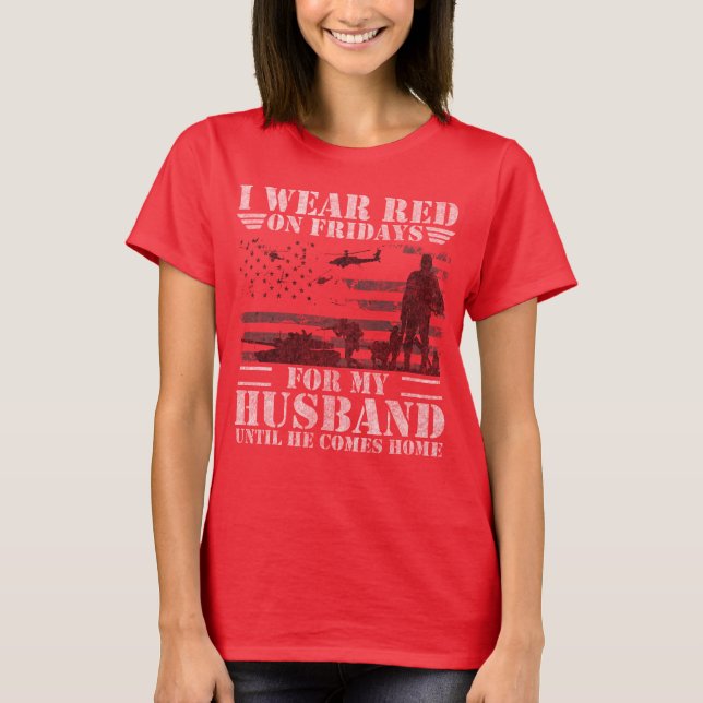 Camisetas rojo de viernes para el marido de los (Anverso)