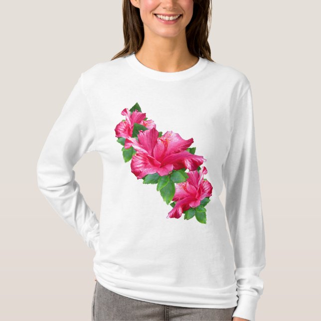 Camisetas rosado de la reina del hibisco (Anverso)