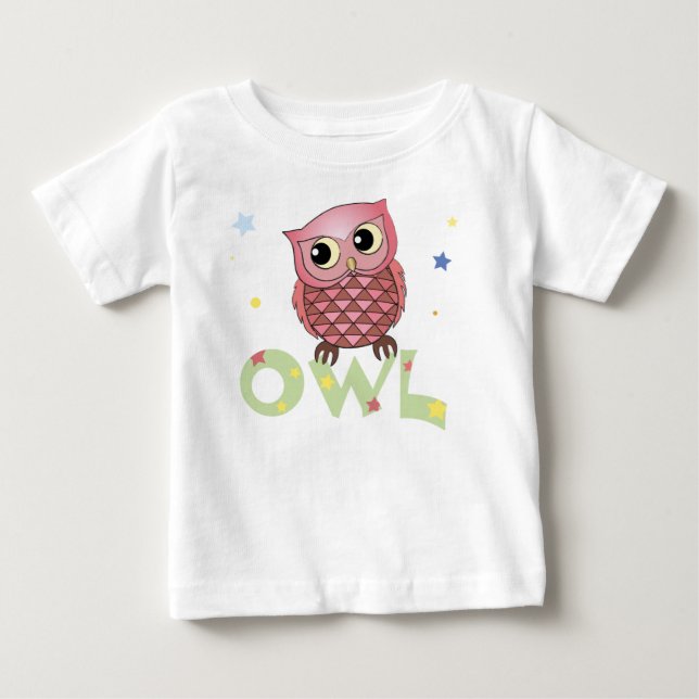 Camisetas rosado del niño del búho (Anverso)