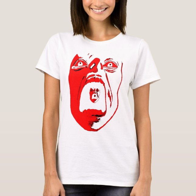 Camisetas sin mangas blancas con grito rojo (Anverso)