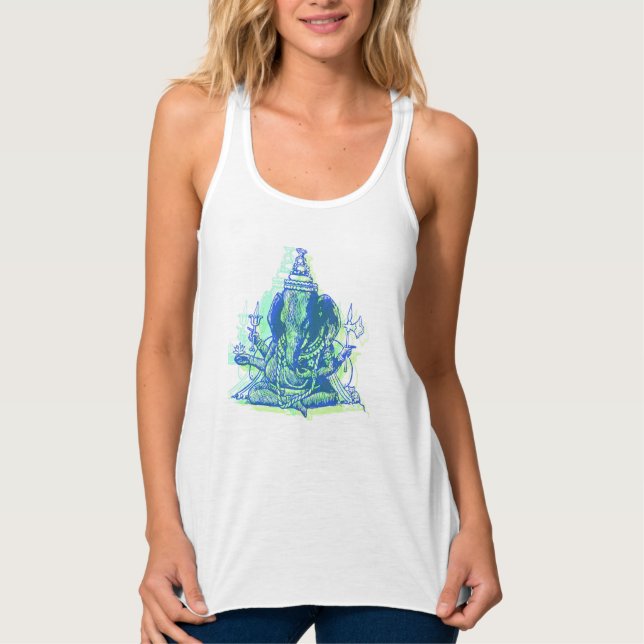 Camisetas sin mangas de Ganesha Flowy Racerback de (Anverso)