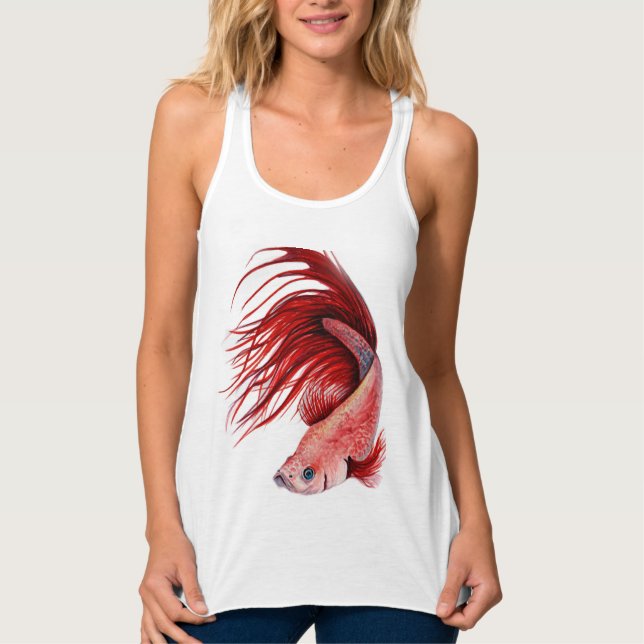 Camisetas sin mangas rojas de Betta Flowy (Anverso)