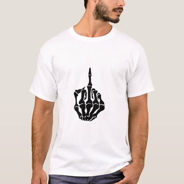 Camisetas Skeleton Middle Finger White Men (Anverso)