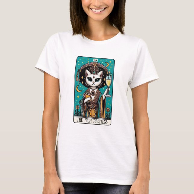 Camisetas Tarot, el gato más alto del sacerdote (Anverso)