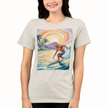 Camisetas Tri-Blend Surfing Tropical Sunset