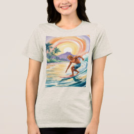 Camisetas Tri-Blend Surfing Tropical Sunset