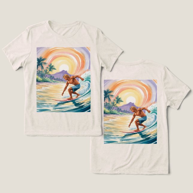 Camisetas Tri-Blend Surfing Tropical Sunset (Diseño Anverso y Reverso)