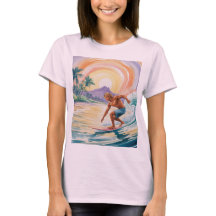 Camisetas Tri-Blend Surfing Tropical Sunset