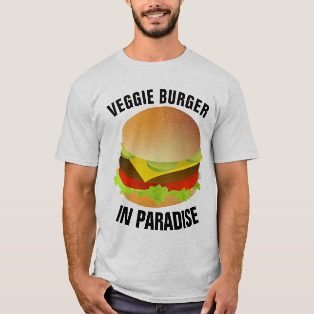 CAMISETAS VEGETARIANAS, VEGGIE BURGER EN PARAÍSO (Anverso)