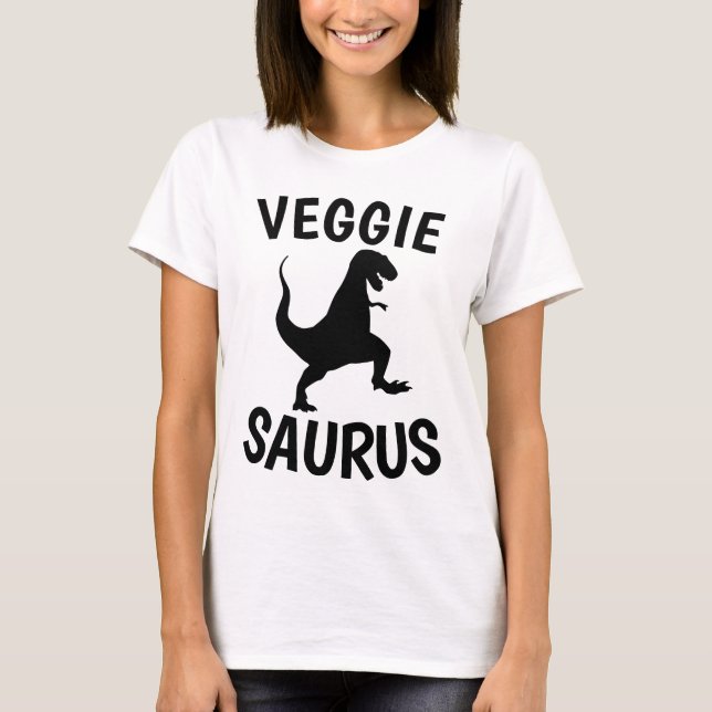Camisetas VEGGIE SAURUS, tés vegetarianos (Anverso)