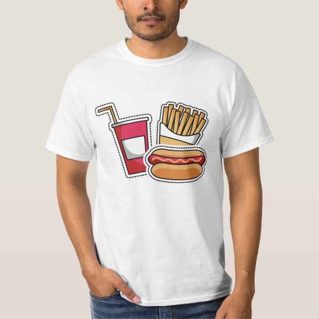 Camisetas y chaquetas de perros calientes y fritos (Anverso)