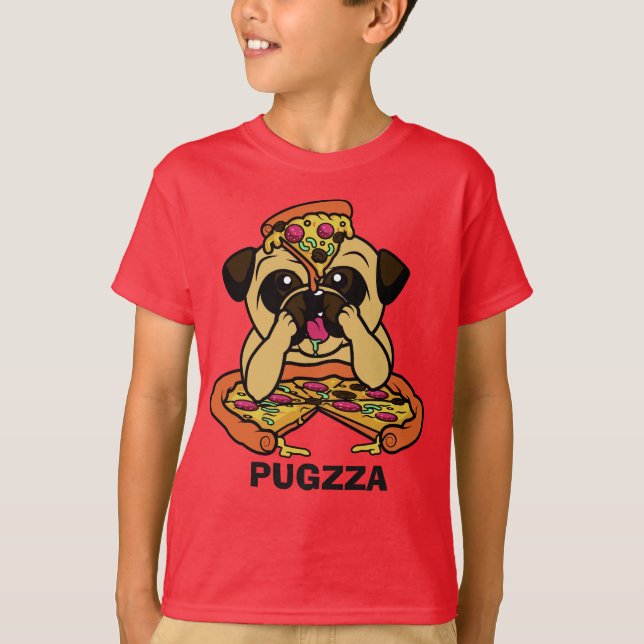 Camisetas y chaquetas divertidos de PUGZZA (Pizza) (Anverso)