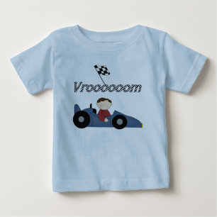 Camisetas y regalos azules del coche de carreras