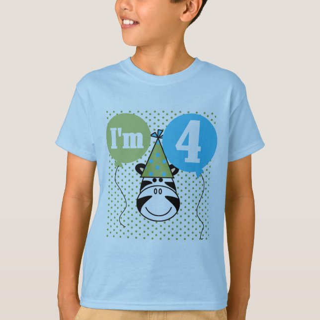 Camisetas y regalos de cuarto cumpleaños de cebra (Anverso)