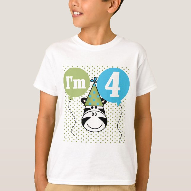 Camisetas y regalos de cuarto cumpleaños de cebra (Anverso)