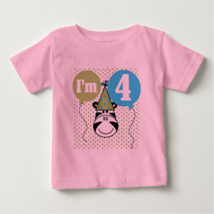 Camisetas y regalos de cuarto cumpleaños de cebra