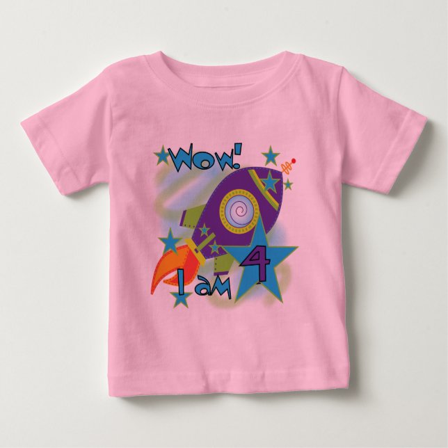 Camisetas y regalos de cumpleaños 4º buque cohete (Anverso)