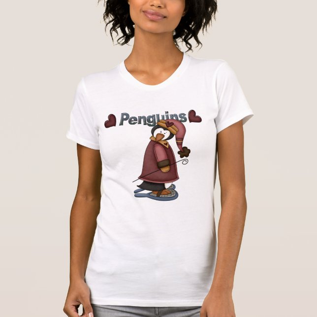 Camisetas y regalos de Penguin con raquetas de nie (Anverso)