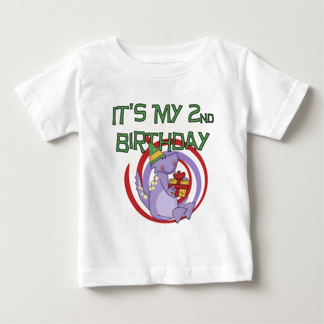 Camisetas y regalos de segundo cumpleaños de Dinos (Anverso)
