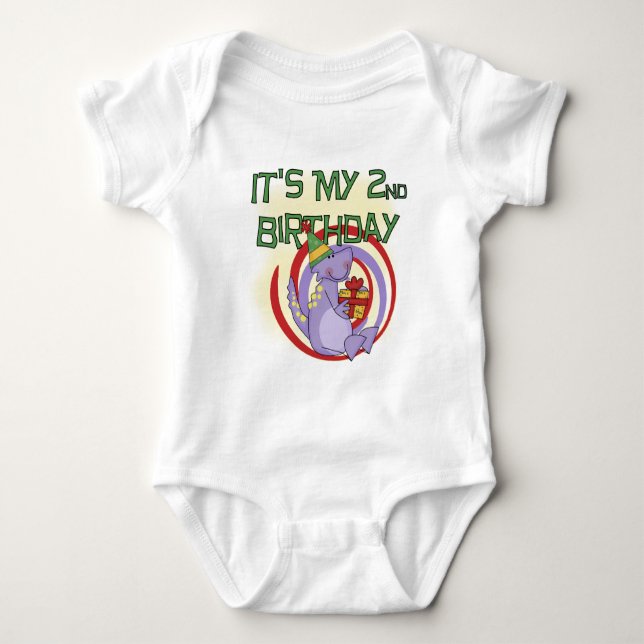 Camisetas y regalos de segundo cumpleaños de Dinos (Anverso)