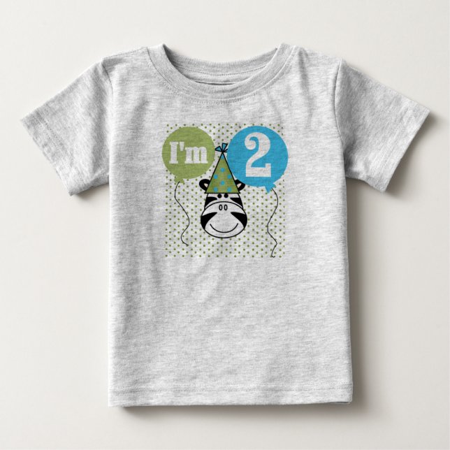 Camisetas y regalos de segundo cumpleaños de Zebra (Anverso)