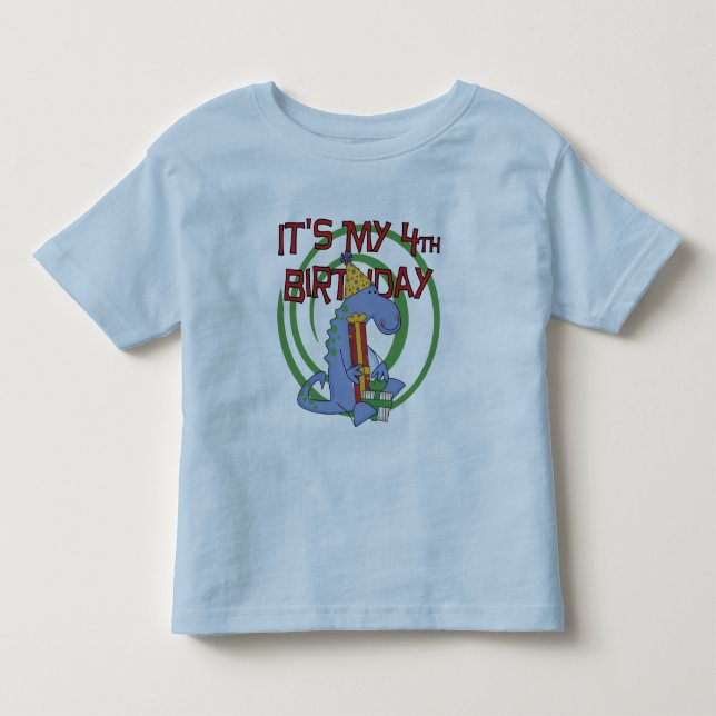 Camisetas y regalos del cuarto cumpleaños de Dinos (Anverso)